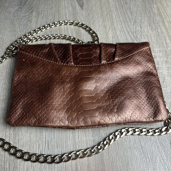 Talbots Copper Leather Shoulder Handbag with Gold Tone Chain Link Strap NYE - Picture 7 of 9